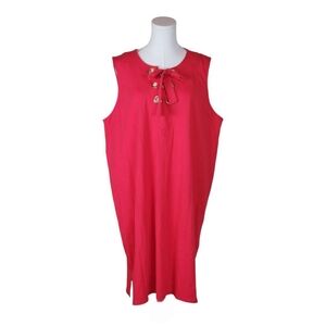 Michael Kors Hot Pink Sleeveless Shift Dress Lace-Up Neck Cotton Blend 2X